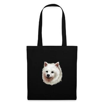 Volpino Italiano Hund Aquarell Illustration - Stoffbeutel - Schwarz - Vorne