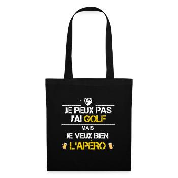 Je peux pas j ai golf humour - Sac en tissu - noir - Devant
