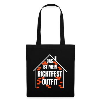 Richtfest Feier Baustelle Hausbau Geschenk Idee - Stoffbeutel - Schwarz - Vorne