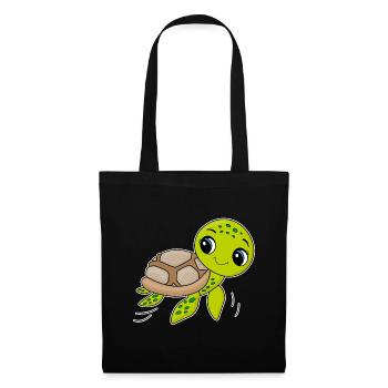 Tortue, animal mignon, océan - Sac en tissu - noir - Devant