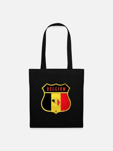 Belgien Wappen Flaggen Design - Stoffbeutel - Schwarz
