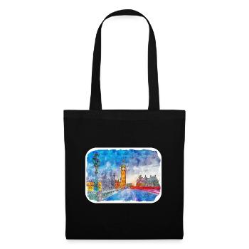Angleterre Royaume-Uni Aquarelle Dessin Dessin Illustration - Sac en tissu - noir - Devant