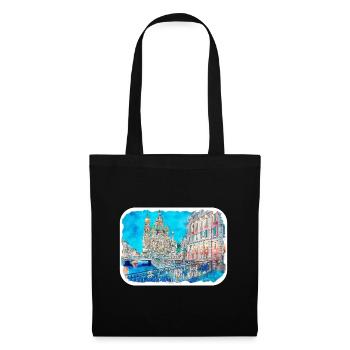 Saint-Pétersbourg Russie Aquarelle Esquisse Dessinée Drawi - Sac en tissu - noir - Devant