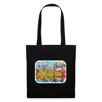 Angleterre Royaume-Uni Aquarelle Esquisse Dessinée à la main Peinture - Sac en tissu - noir - Devant