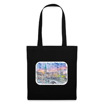 Zürich Schweiz Aquarellskizze gezeichnet Paintin - Stoffbeutel - Schwarz - Vorne