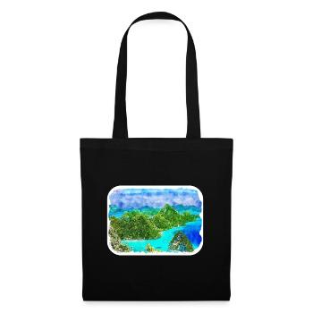 Indonésie Aquarelle Esquisse Dessinée à la Main Peinture - Sac en tissu - noir - Devant
