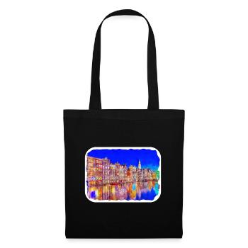 Pays-Bas Aquarelle Esquisse Dessinée Illustration - Sac en tissu - noir - Devant