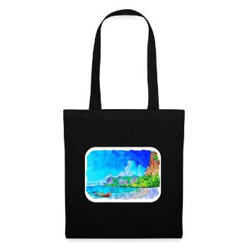 Indonésie Aquarelle Esquisse Dessinée à la Main Peinture - Sac en tissu - noir - Devant