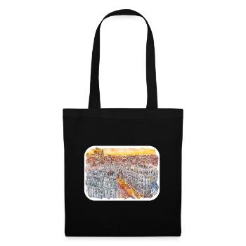 Madrid Espagne Aquarelle Esquisse Dessinée Peinture - Sac en tissu - noir - Devant