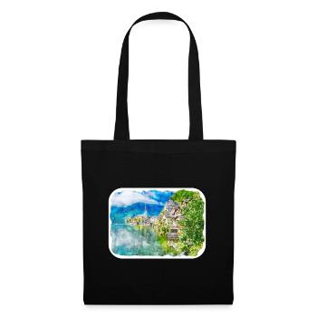 Autriche Aquarelle Esquisse Dessinée à la main Illustration - Sac en tissu - noir - Devant