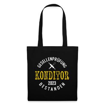 Konditor Konditorei Ausbildung Gesellenprüfung - Stoffbeutel - Schwarz - Vorne