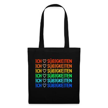 Nachspeise Lecker Statement Ich Liebe Süßigkeiten - Stoffbeutel - Schwarz - Vorne