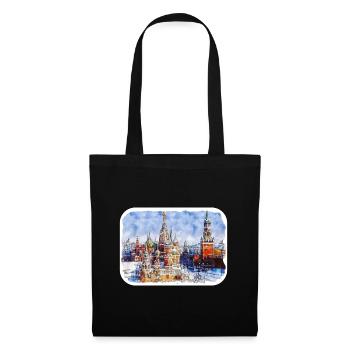 Moscou Russie Aquarelle Esquisse Dessinée Peinture - Sac en tissu - noir - Devant