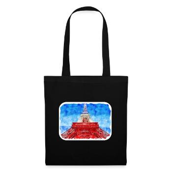 Paris France Watercolor Sketch Drawn Painting - Tote Bag - black - Front