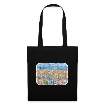 Barcelona Spain Watercolor Sketch Illustration - Tote Bag - black - Front
