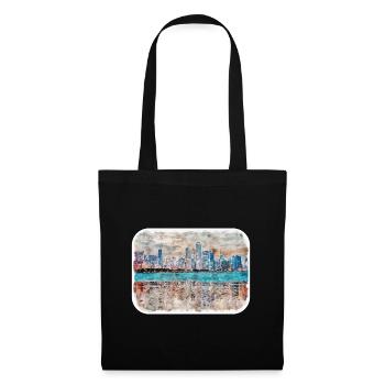 Chicago USA Aquarell Skizze gezeichnete Illustration - Stoffbeutel - Schwarz - Vorne