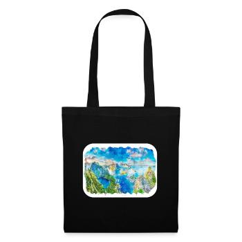 Norvège Aquarelle Esquisse Dessinée à la main Illustration - Sac en tissu - noir - Devant