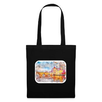 Allemagne Aquarelle Esquisse Dessinée à la main Illustration - Sac en tissu - noir - Devant