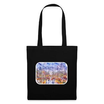 Amsterdam Pays-Bas Aquarelle Dessin d’esquisse - Sac en tissu - noir - Devant