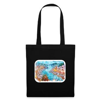 Barcelona Spanien Aquarell Skizze gezeichnet Illustrati - Stoffbeutel - Schwarz - Vorne