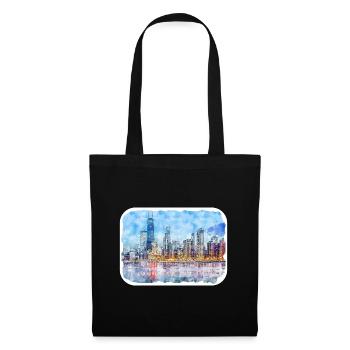 Chicago USA Aquarell Skizze gezeichnete Illustration - Stoffbeutel - Schwarz - Vorne