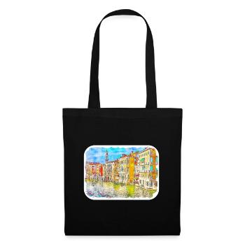 Venice Italy Watercolor Sketch Drawn Painting - Tote Bag - black - Front