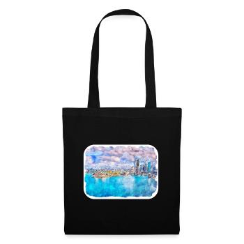 Australie Aquarelle Esquisse Dessinée à la Main Peinture - Sac en tissu - noir - Devant