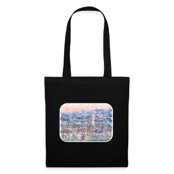 Busan South Korea Watercolor Sketch Illustration - Tote Bag - black - Front