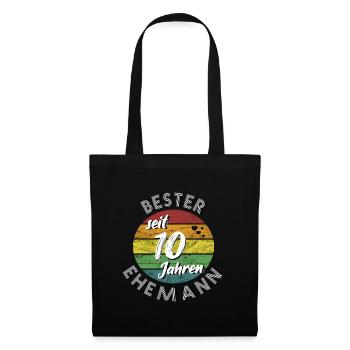 bester Ehemann seit 10 Jahren Rosenhochzeit retro - Stoffbeutel - Schwarz - Vorne
