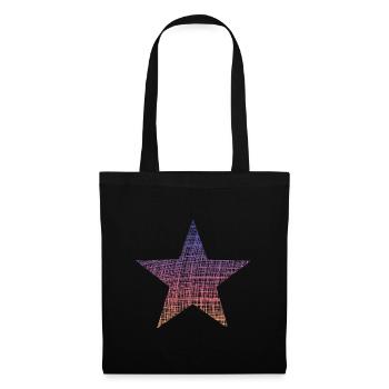 bunter Stern purple star vintage - Stoffbeutel - Schwarz - Vorne