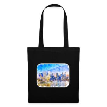 Singapour Aquarelle Esquisse Dessinée à la Main Peinture - Sac en tissu - noir - Devant