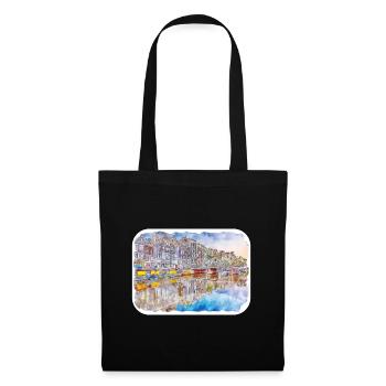 Amsterdam Pays-Bas Aquarelle Sketch Draw Drawi - Sac en tissu - noir - Devant