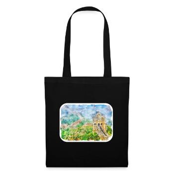 China Watercolor Sketch Hand Drawn Illustration - Tote Bag - black - Front
