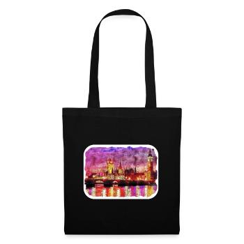 Londres UK Aquarelle Esquisse Dessinée à la Main Peinture - Sac en tissu - noir - Devant