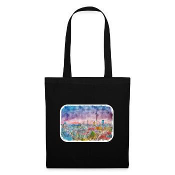 Berlin Allemagne Aquarelle Esquisse Dessinée Peinture - Sac en tissu - noir - Devant