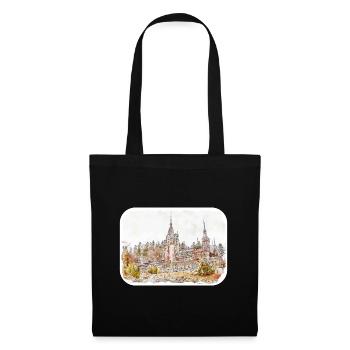 Illustration de croquis aquarelle Sinaia Roumanie - Sac en tissu - noir - Devant