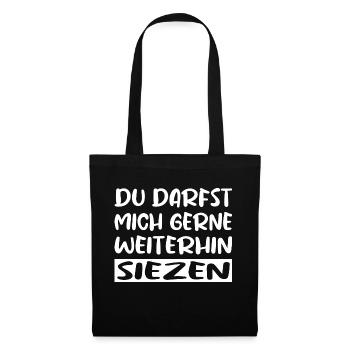 Du darfst mich gerne Siezen - lustige Sprüche - Stoffbeutel - Schwarz - Vorne