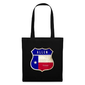 Allen Texas Wappen Flaggen Design - Stoffbeutel - Schwarz - Vorne