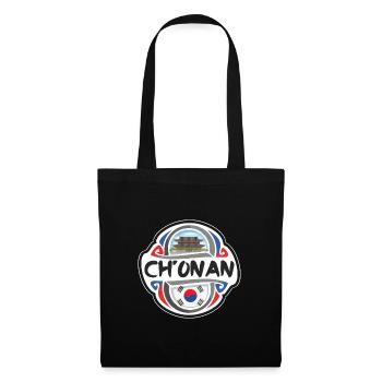 Ch'onan Südkorea Flagge Reise Souvenir Abzeichen Sta - Stoffbeutel - Schwarz - Vorne