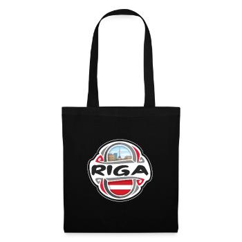 Riga Latvia Flag Badge Travel Souvenir Stamp - Tote Bag - black - Front