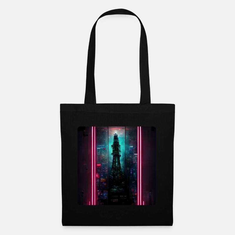 Futuristic Neonlights - Stoffbeutel - Schwarz