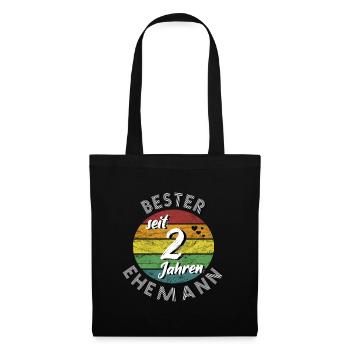 bester Ehemann seit 2 Jahren 2. Hochzeitstag retro - Stoffbeutel - Schwarz - Vorne