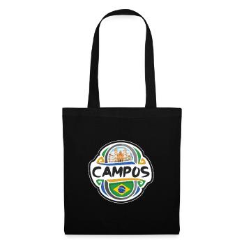 Campos Brésil Drapeau Badge Souvenir de Voyage Timbre - Sac en tissu - noir - Devant
