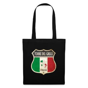 Torre del Greco Italie Armoiries Drapeaux Design - Sac en tissu - noir - Devant