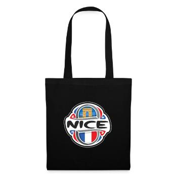 Nice France Flag Badge Travel Souvenir Stamp - Tote Bag - black - Front