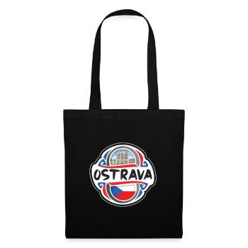 Ostrava Czechia Flag Badge Travel Souvenir Stamp - Tote Bag - black - Front