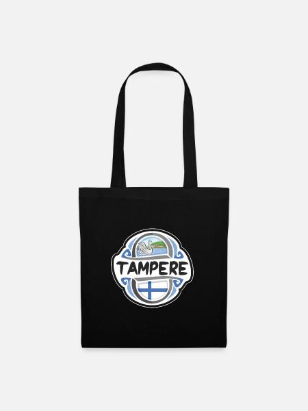 Tampere Finnland Flagge Abzeichen Reise Souvenir Briefmarke - Stoffbeutel - Schwarz