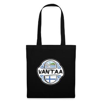 Vantaa Finland Flag Badge Travel Souvenir Stamp - Tote Bag - black - Front