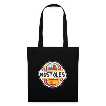 Mostoles Spain Flag Badge Travel Souvenir Stamp - Tote Bag - black - Front