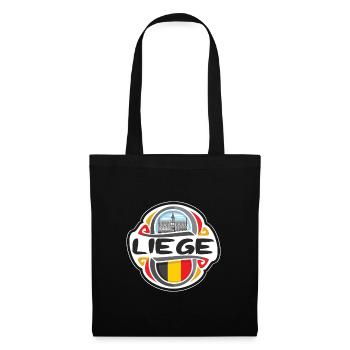 Liege Belgium Flag Badge Travel Souvenir Stamp - Tote Bag - black - Front